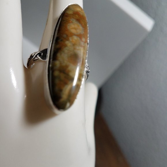 March BirthStone NATURAL MOLTED Jasper  Handmade Ring Marked SIZE 9 IMPRESSIVE - Picture 13 of 13